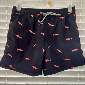 Navy Blue Men's Swim Trunks With Sharks By Maamgic